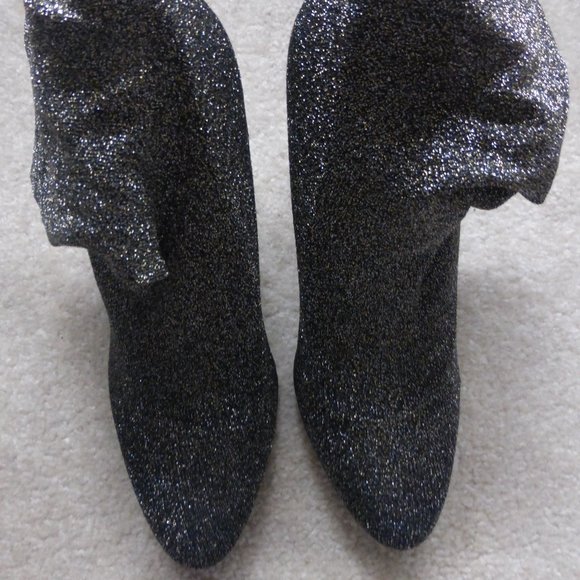 ALDO sparkly black gold soft metallic knit sock mid-ankle boots - Picture 3 of 9